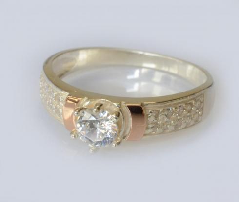 Серебряное кольцо с золотыми напайками