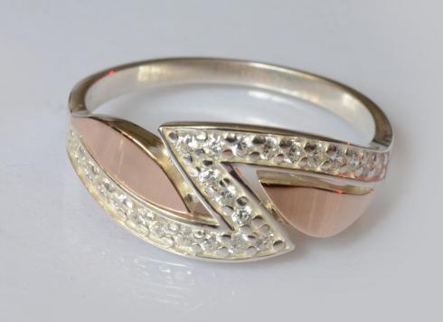 Серебряное кольцо с накладками из золота