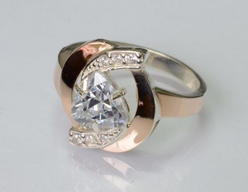 Серебряное кольцо с накладками золота